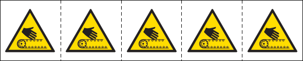 [49667MS] 49667MS - Foglio n.5 etichette adesive 60x60 Pericolo nastro trasportatore
