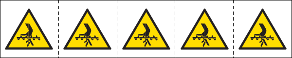 [49679MS] 49679MS - Foglio n.5 etichette adesive 60x60 Pericolo per la mano da coclea