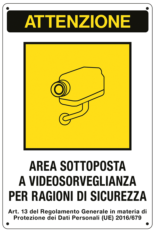 [56218Y] 56218Y - Cartello ATTENZIONE area sottoposta a videosorveglianza(D. LGS. n. 101