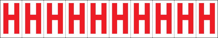 [914H] 914H - Foglio n.10 etichette adesive B/R lettera H