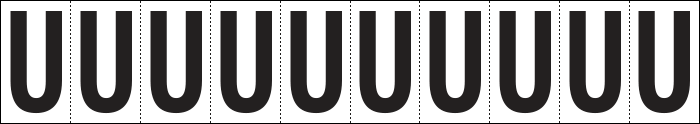 [934U] 934U - Foglio n.10 etichette adesive B/N lettera U