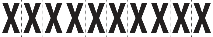 [934X] 934X - Foglio n.10 etichette adesive B/N lettera X