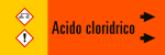 [99B590NBD] 99B590NBD - foglio da 5 etichette fondo arancione "ACIDO CLORIDRICO"freccia dx