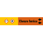 [99C140NAD] 99C140NAD - foglio da 5 etichette fondo arancione "CLORURO FERRICO"freccia dx