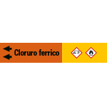 [99C140NAS] 99C140NAS - foglio da 5 etichette fondo arancione "CLORURO FERRICO"freccia sx