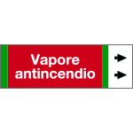 [99C700NBD] 99C700NBD - foglio da 5 etichette fondo rosso "VAPORE ANTINCENDIO" destra