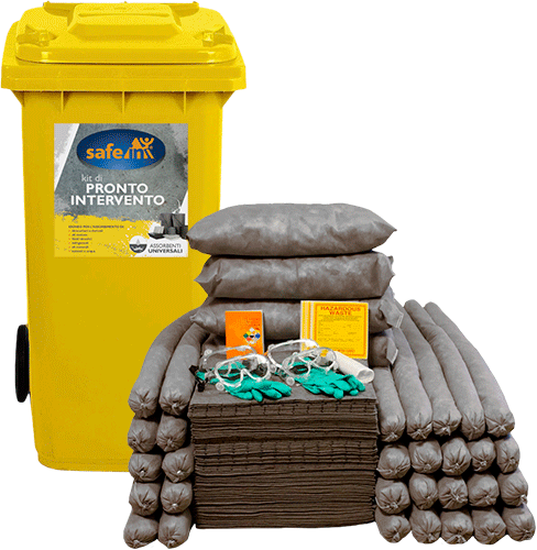 [ASUK120] ASUK120 - kit serie UNIVERSALE SAFE IN col.GRIGIO in bidone carrellato da 120 lt