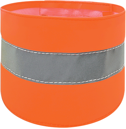 [BR14A] BR14A - bracciale PVC rosso  fluo con banda rifrangente