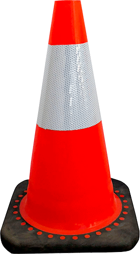 [CORV45] CORV45 - cono rosso h. mm 450 2 bande rifrangenti classe 2 base caucciu'