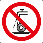 [E13494K] E13494K - cartello divieto uso disco con acqua o umido solo simbolo EN ISO 7010