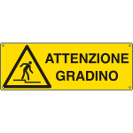 [E17148KS] E17148KS - Etichetta adesiva pericolo attenzione gradino EN ISO 7010