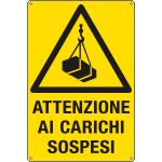 [E1751X] E1751X - Cartello pericolo attenzione carichi sospesi EN ISO 7010