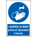 [E1914X] E1914X - Cartello obbligo lavare le mani prima di lavorare EN ISO 7010