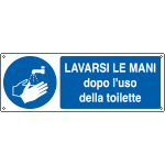 [E1915KS] E1915KS - Etichetta adesiva lavare le mani dopo uso toilette EN ISO 7010