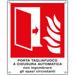 [E201392W] E201392W - Cartello sicurezza porta tagliafuoco a chiusura automatica