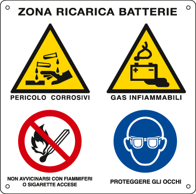 [E28201K] E28201K - Cartello Zona di ricarica batterie EN ISO 7010