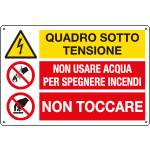 [E3521] E3521 - Cartello multisimbolo Impianto elettrico sotto tensione"