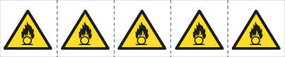 [E49618MS] E49618MS - foglio n.5 etichette adesive 60x60 Pericolo materiale.....EN ISO 7010