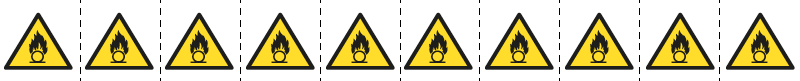 [E49618NS] E49618NS - foglio n.10 etichette adesive 30x30 Pericolo materiale....EN ISO 7010