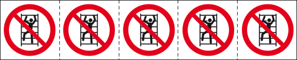 [E49736MS] E49736MS - foglio n.5 etichette 60x60 vietato arrampicarsi su scaffali EN ISO7010