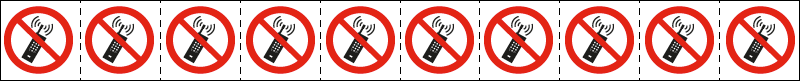 [E49738NS] E49738NS - Foglio n. 10 etichette adesive 30x30 vietato uso telefono..EN ISO 7010