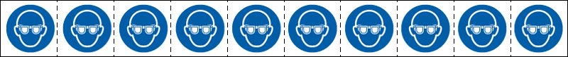 [E49851NS] E49851NS - foglio n.10 etichette adesive 30x30 Obbligo occhiali EN ISO 7010