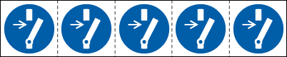 [E49873MS] E49873MS - foglio n.5 etichette adesive 60x60 Obbligo sconnettere imp.EN ISO 7010