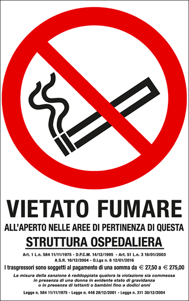 [E630107W] E630107W - Cartello vietato fumare all'aperto in strutture ospedaliere.....