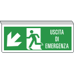 [E720107SK] E720107SK - Cartello Uscita di emergenza bifacciale freccia sud ovest EN ISO 7010