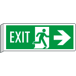 [E720202BW] E720202BW - Cartello BIFACCIALE EXIT freccia a destra EN ISO 7010