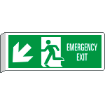 [E720307BK] E720307BK - Cartello BIFACCIALE Emergency Exit freccia in basso sn EN ISO 7010