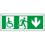 [E720504KS] E720504KS - Etichetta uscita di emergenza disabili freccia indietro EN ISO 7010