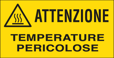 [E91550C] E91550C - foglio 16 etichette Attenzione temperature pericolose EN ISO 7010