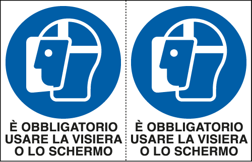 [E9542A] E9542A - Foglio 2 etichette obbligo uso visiera o schermo EN ISO 7010