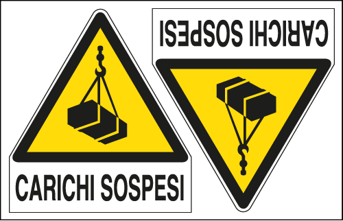 [E9558A] E9558A - Foglio 2 etichette Carichi Sospesi EN ISO 7010