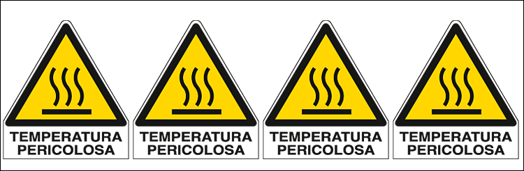 [E9571B] E9571B - Foglio 4 etichette adesive temperatura pericolosa  EN ISO 7010