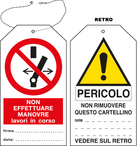 [E9817] E9817 - Cartellino plastica NON EFFETTUARE MANOVRE, LAVORI IN CORSO