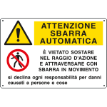 [EEF3548] EEF3548 - cartello autoadesivo multisimbolo EasyFix attenz.sbarra au.EN ISO 7010