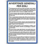 3625 - Cartello NORME avvertenze   GENERALI PER EDILI