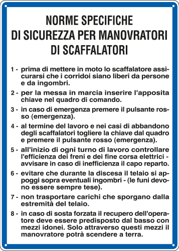 3648 - Cartello NORME PER MANOVRATORI SCAFFALATORI