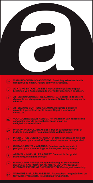 9722 - Etichetta adesiva polilingue attenzione amianto