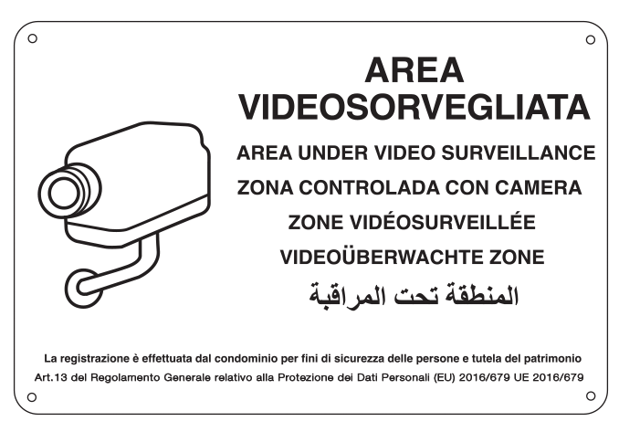 27358 - cartello alluminio AREA VIDEOSORVEGLIATA (D.LGS. n.101 del 10/08/2018)
