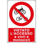1877X - Cartello divieto vietato accesso cicli motocicli