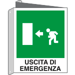20105BIX - cartello bifacciale uscita emergenza sinistra