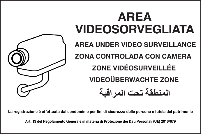 22178S - etichetta per vetri area videosorvegliata