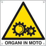 402001KS - Etichetta pvc autoadesivo pericolo organi in moto