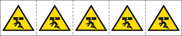 49644MS - foglio 5 etichette ades.60x60 Pericolo schiacciamento persone da alto