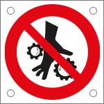 49758M - Cartello alluminio divieto inserire mani ingranaggi