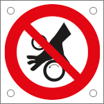 49759M - Cartello alluminio divieto inserire mano rulli