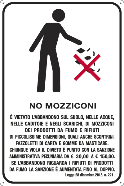 5698Y - Cartello vietato l'abbandono di mozziconi nell'acqua...